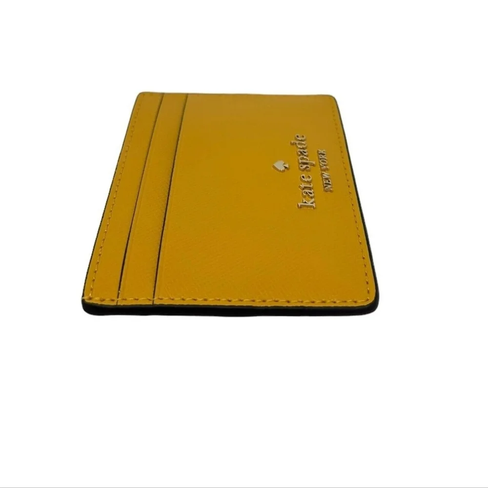 Kate Spade Madison Saffiano Leather Slim Card Holder In Yellow Daffodil NWT